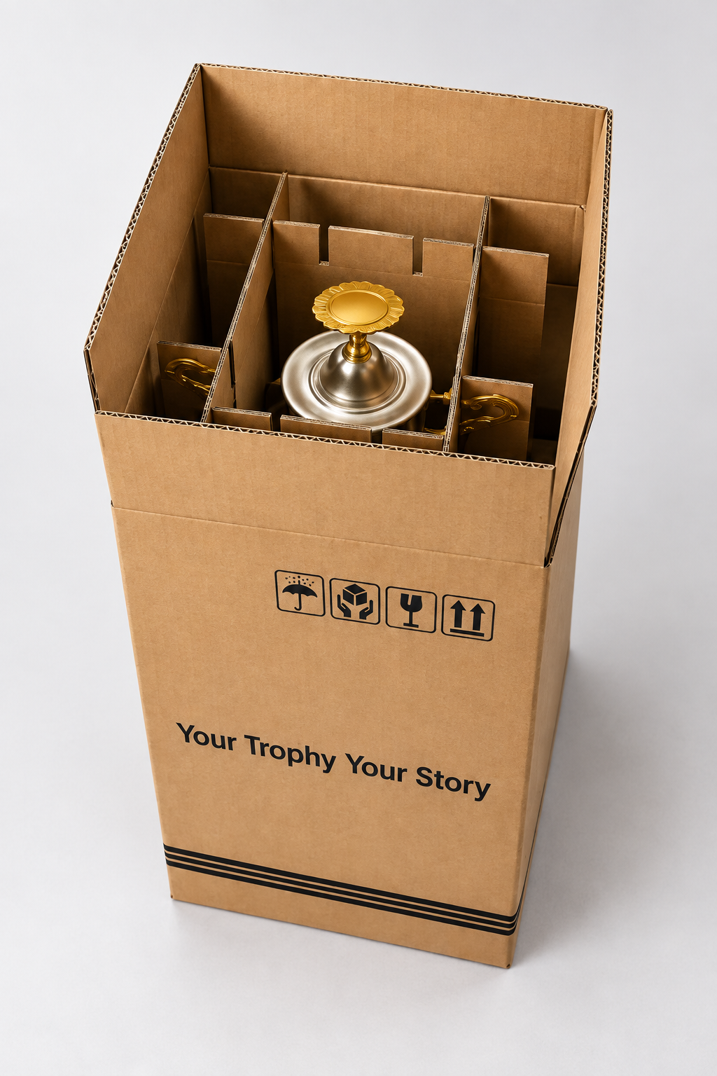 Illustrative WS protective packing system with fitted cardboard supports